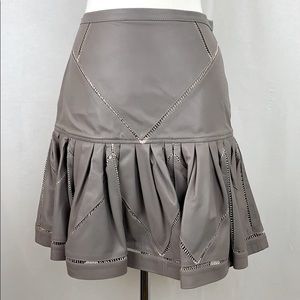 JUST CAVALLI ITTIERRE Leather Mini Skirt IT 44/US Size 8 Taupe NWT $950